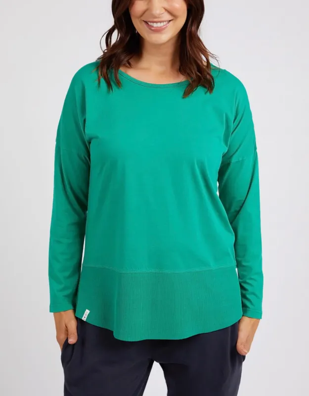 Fundamental Long Sleeve Rib Tee - Goodness Green sold by White & Co