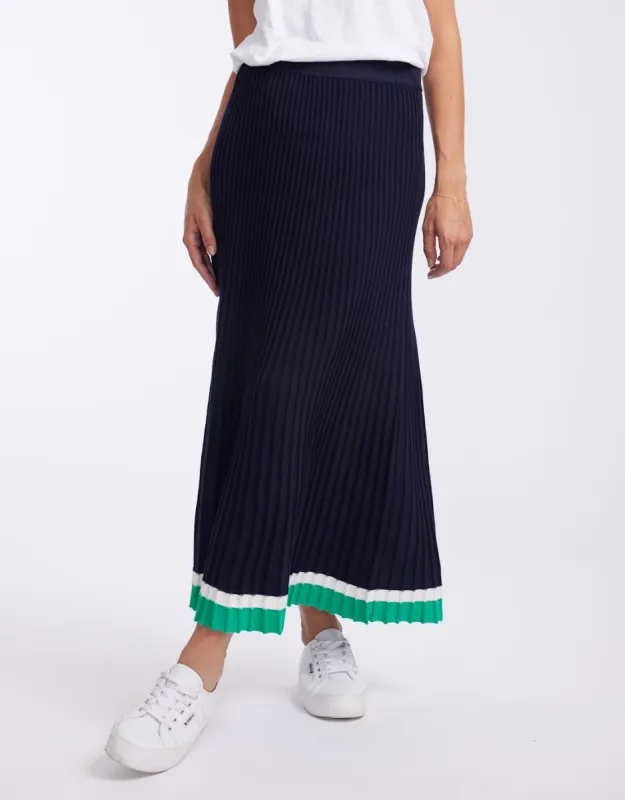 Giselle Rib Skirt - Navy/Green/White sold by White & Co