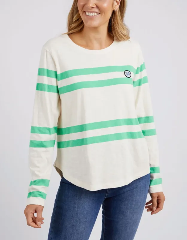 Allegra Long Sleeve Tee - Meadow/Vintage White Stripe sold by White & Co
