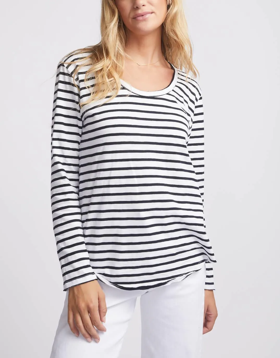 Original Round Neck Long Sleeve T-Shirt - Black/White Stripe sold by White & Co product image thumbnail 3