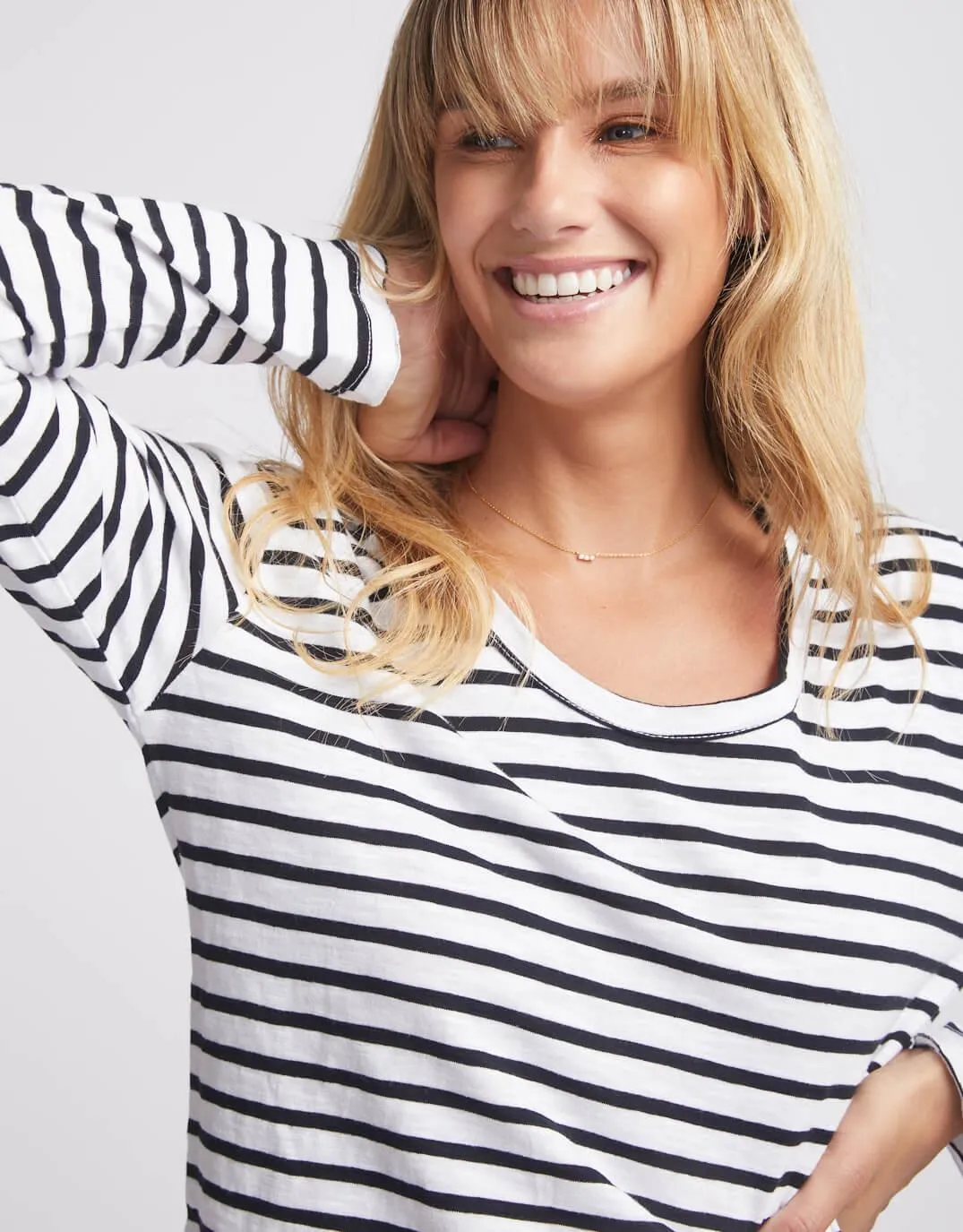 Original Round Neck Long Sleeve T-Shirt - Black/White Stripe sold by White & Co product image thumbnail 5