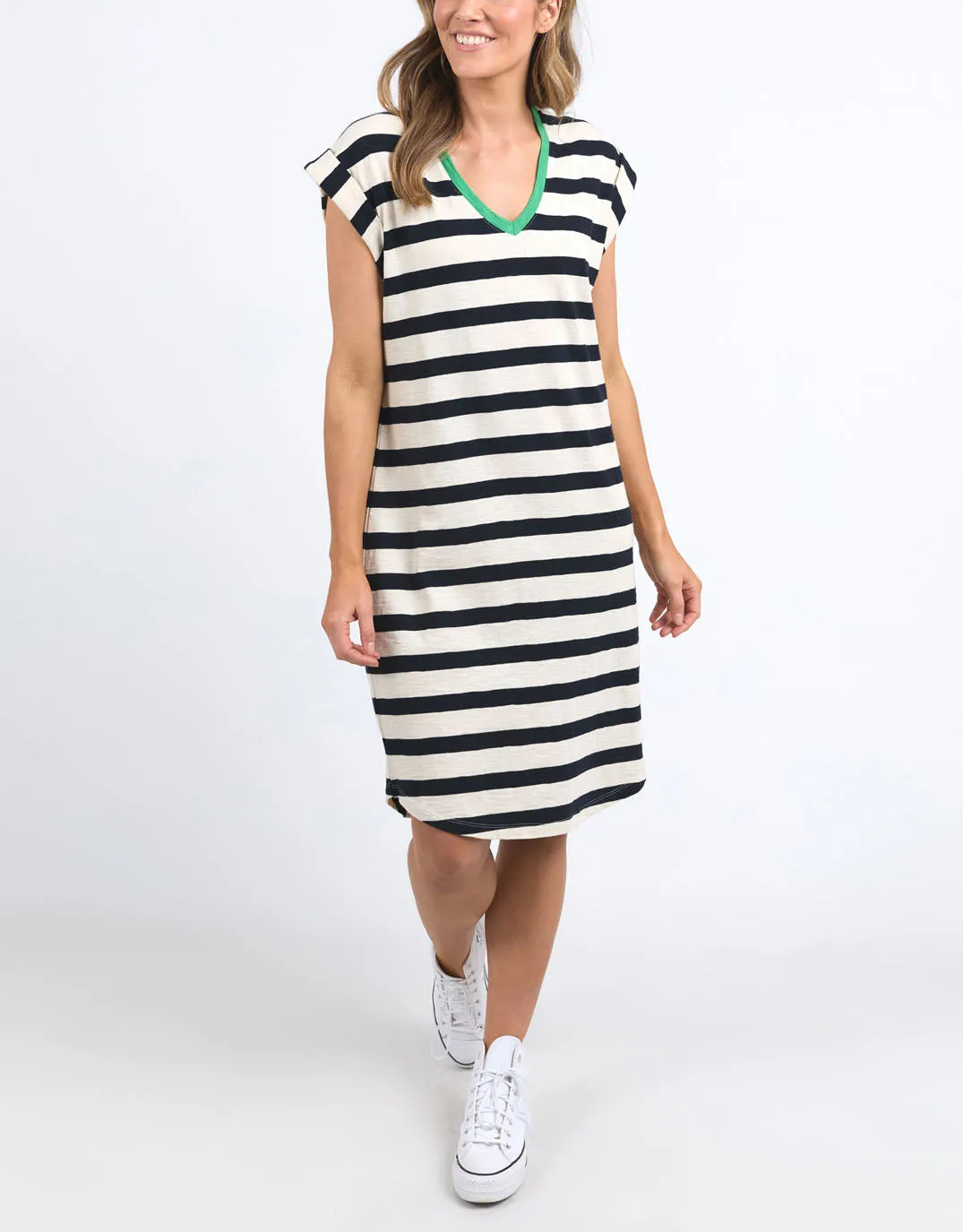 Sunny Tee Dress - Navy/White Stripe sold by White & Co