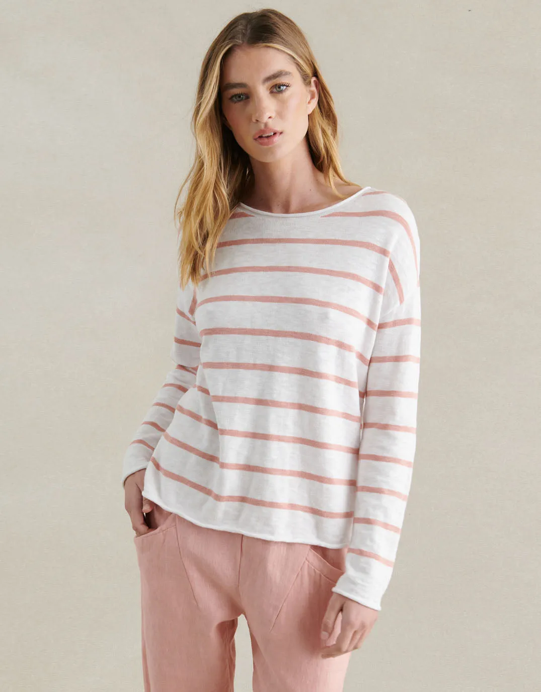 Minnie Top - White/Peach Stripe sold by White & Co product image thumbnail 5