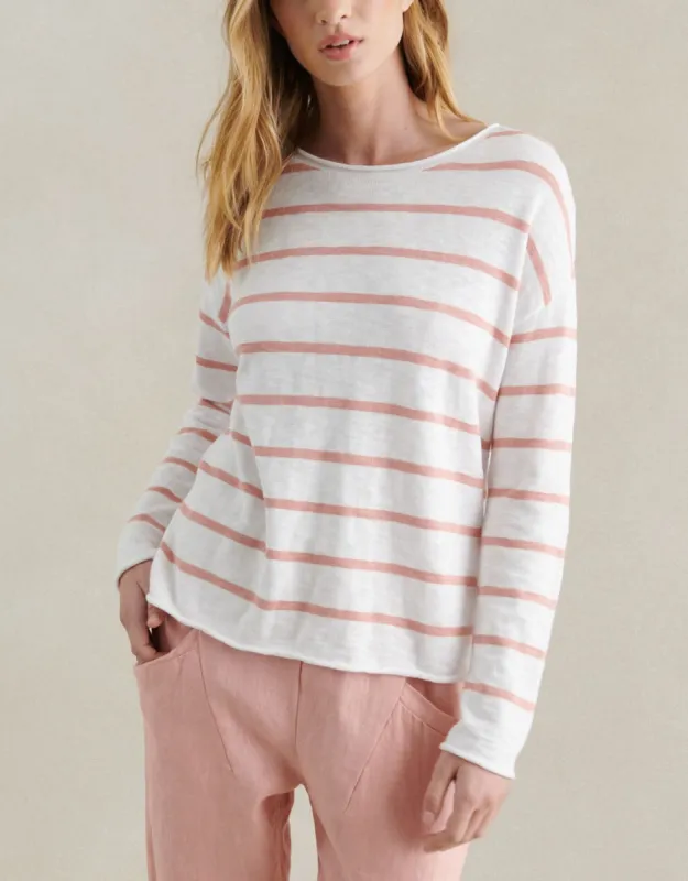 Minnie Top - White/Peach Stripe sold by White & Co
