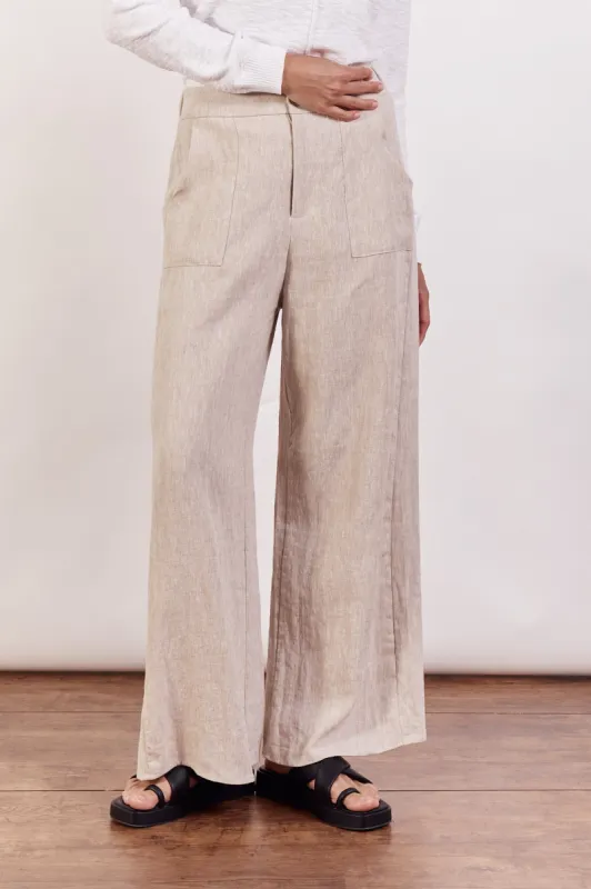 Jude Wide Leg Linen Pants - Natural sold by White & Co