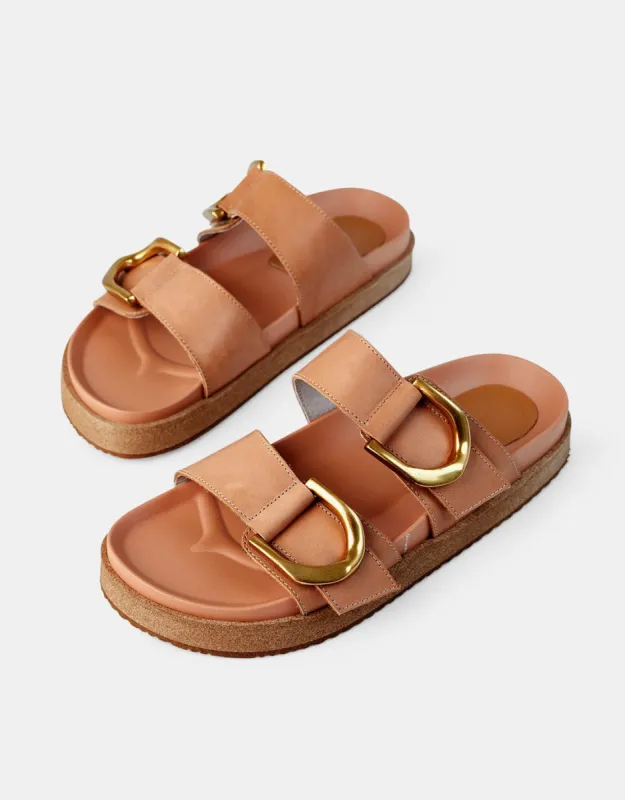 Mint Leather Slides - Tan sold by White & Co