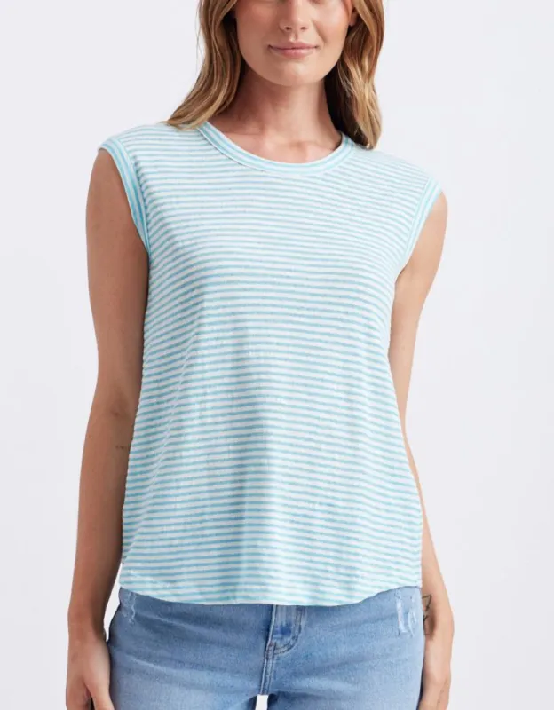 Sorbet Stripe Cali Tank - Azure Blue sold by White & Co