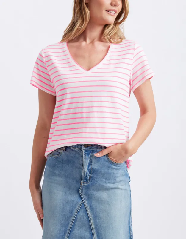 Neon Vee Tee - Neon Pink sold by White & Co