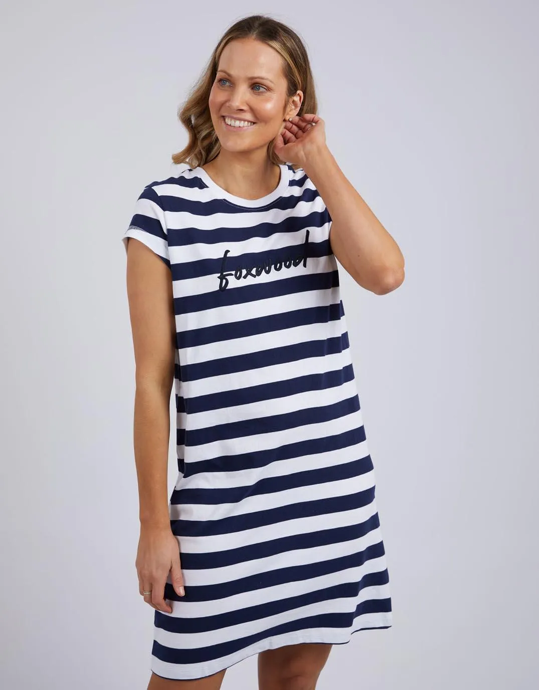 Signature Stripe Tee Dress - Navy/White Stripe sold by White & Co product image thumbnail 3