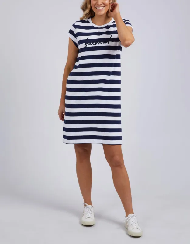 Signature Stripe Tee Dress - Navy/White Stripe sold by White & Co