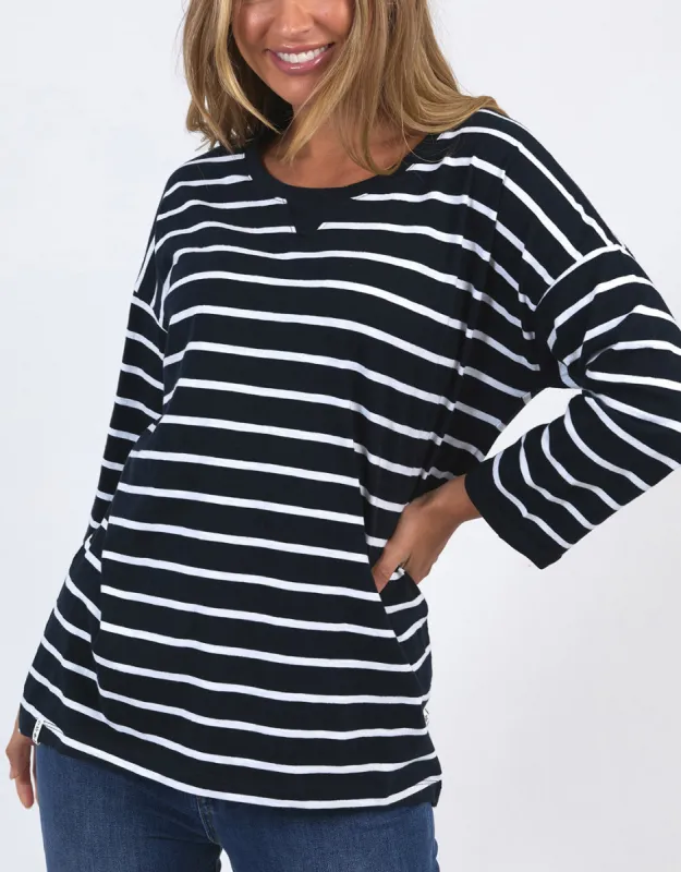 Annie Lightweight Top - Navy/White Stripe sold by White & Co