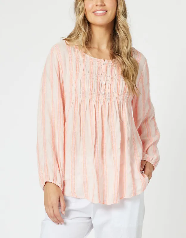 Venice Stripe Top - Papaya sold by White & Co