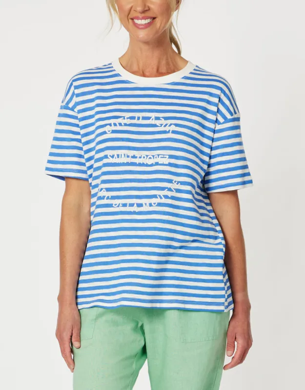 Saint Tropez Stripe Tee - Blue sold by White & Co