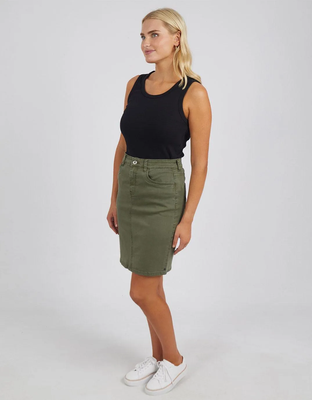 Belle Denim Skirt - Washed Khaki sold by White & Co product image thumbnail 2