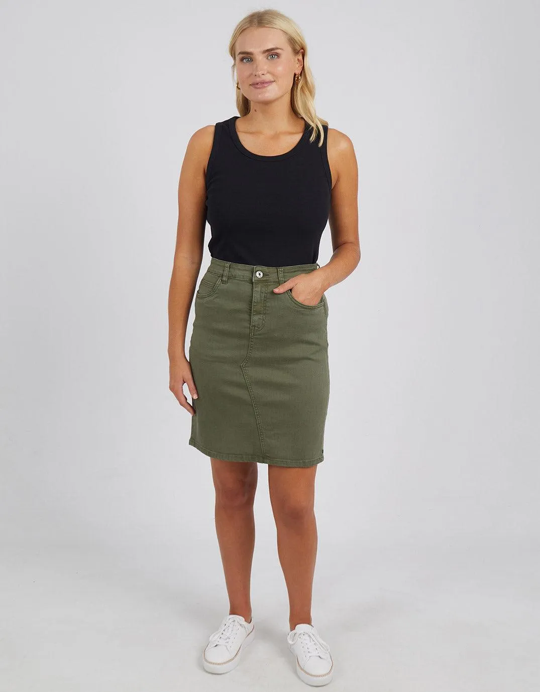 Belle Denim Skirt - Washed Khaki sold by White & Co product image thumbnail 3