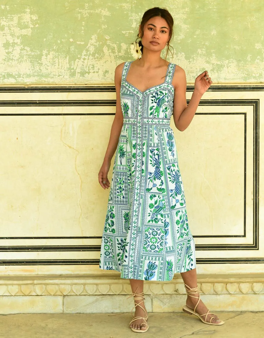 Tropic Sleeveless Midi Dress - Blue Green sold by White & Co product image thumbnail 2