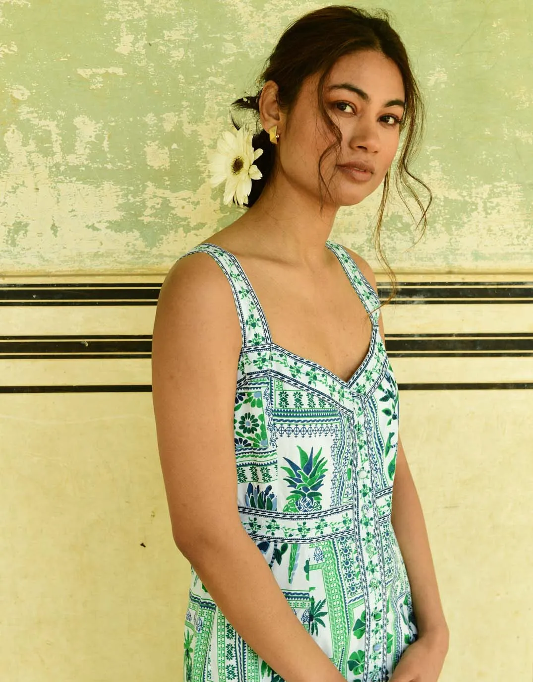 Tropic Sleeveless Midi Dress - Blue Green sold by White & Co product image thumbnail 5