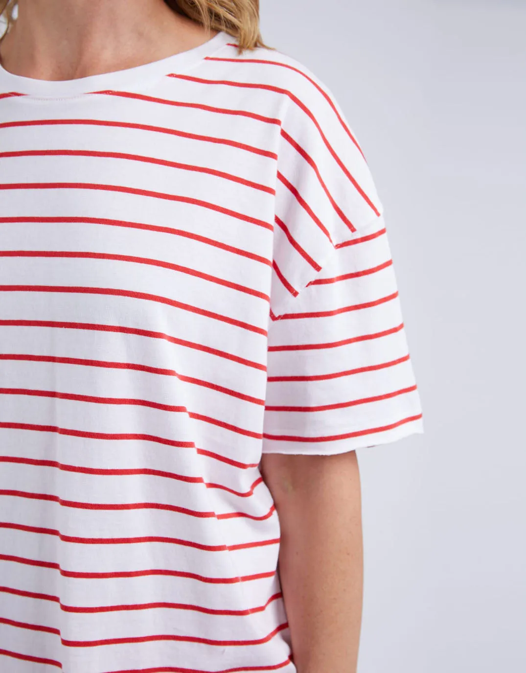 Winona Stripe Short Sleeve Tee - Bittersweet Red & White Stripe sold by White & Co product image thumbnail 5