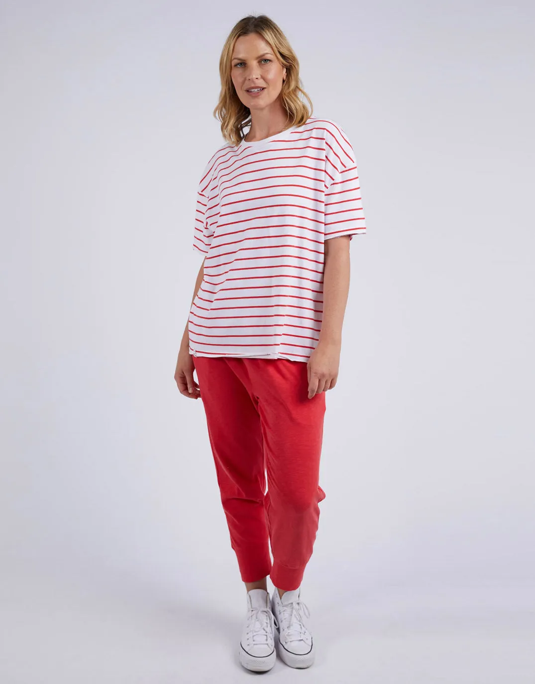 Winona Stripe Short Sleeve Tee - Bittersweet Red & White Stripe sold by White & Co product image thumbnail 2