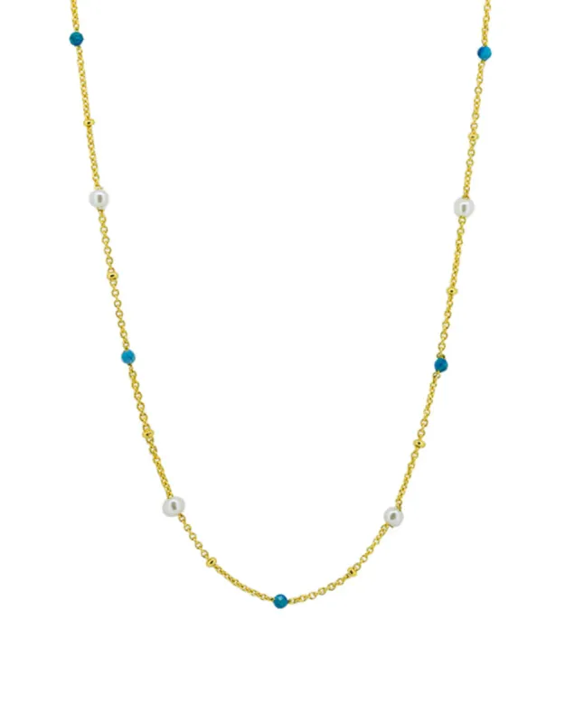 Rosa Necklace - Gold Turquoise sold by White & Co