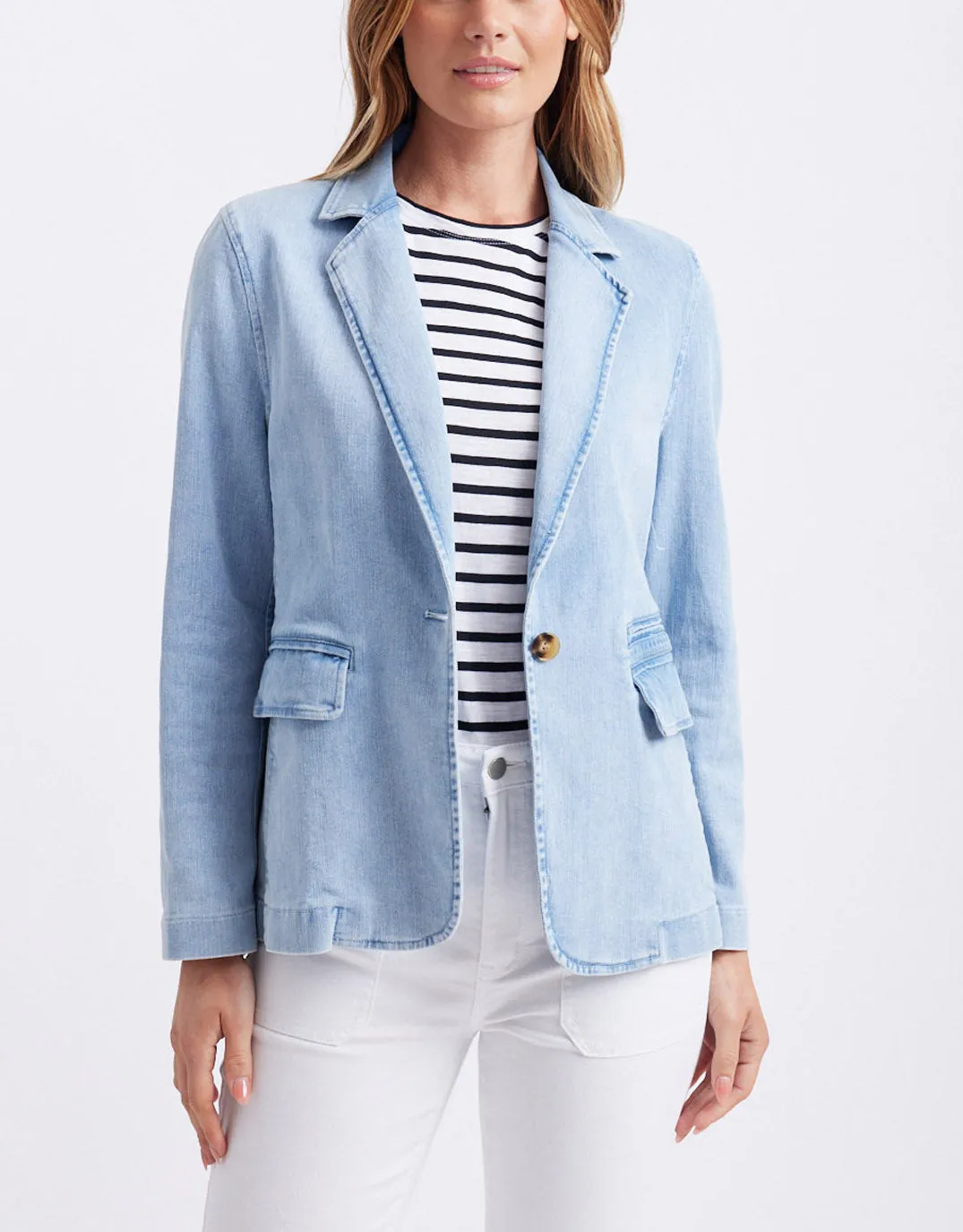 Denim Blazer - Ice Blue sold by White & Co