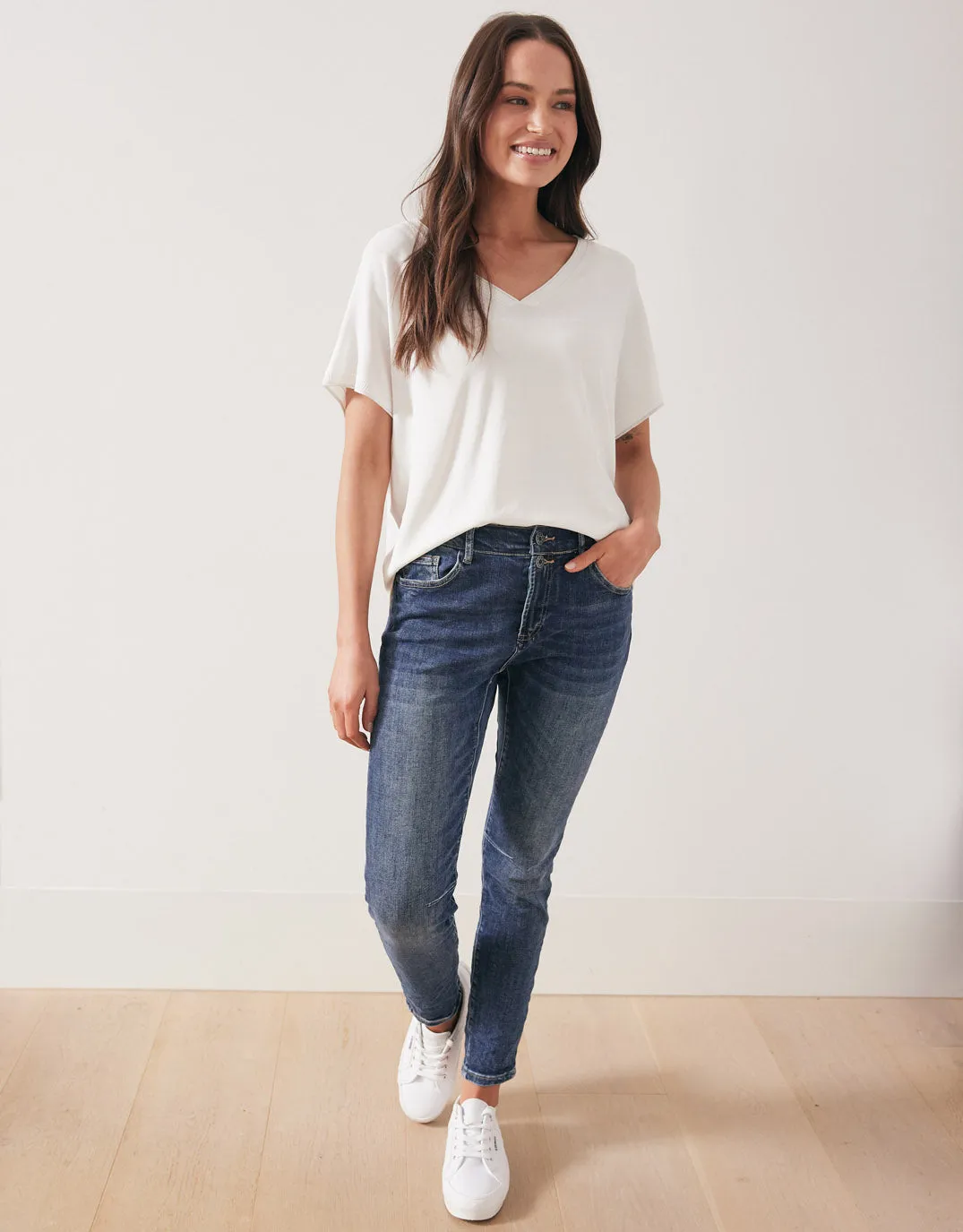 Knit V-Neck Top - White sold by White & Co product image thumbnail 3