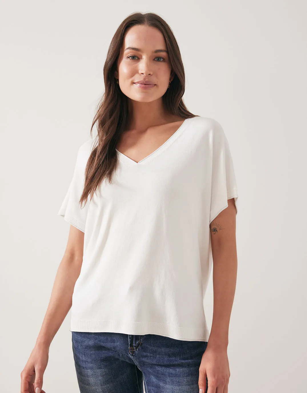 Knit V-Neck Top - White sold by White & Co product image thumbnail 2