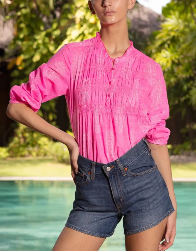 Charlie Cotton Blouse - Shrine Pink sold by White & Co