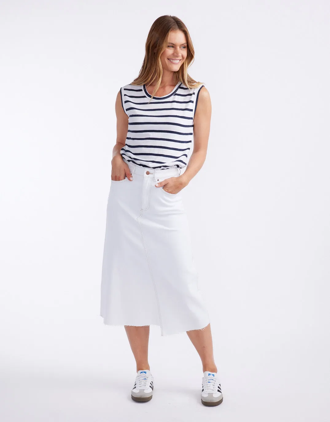 Elka Denim Skirt - White sold by White & Co product image thumbnail 4