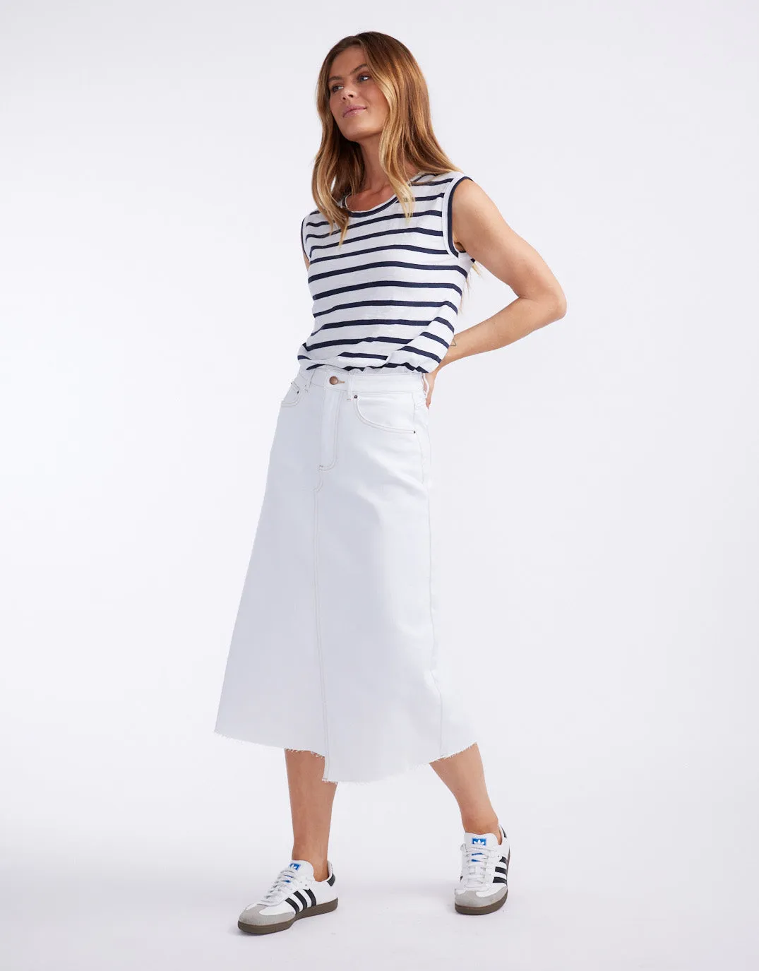 Elka Denim Skirt - White sold by White & Co product image thumbnail 3