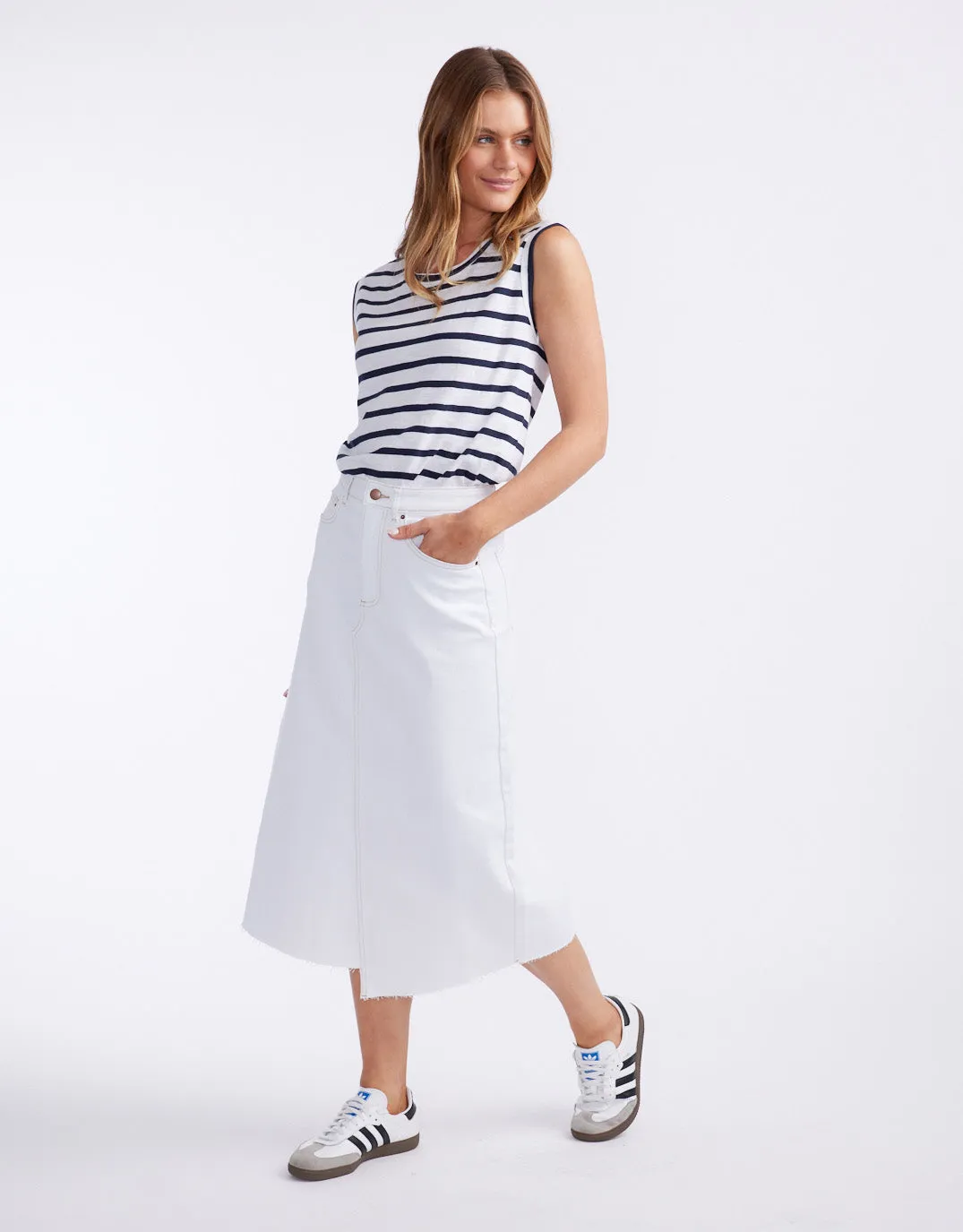 Elka Denim Skirt - White sold by White & Co product image thumbnail 2