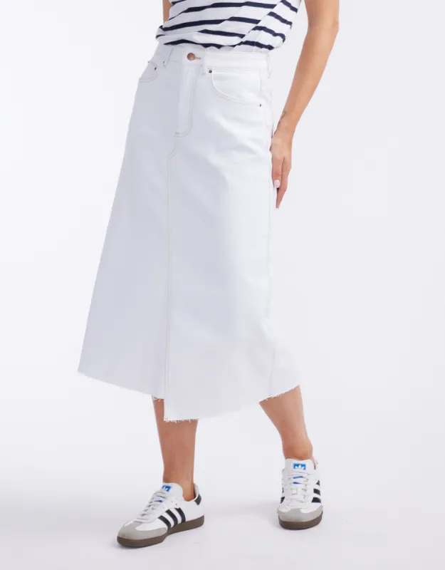 Elka Denim Skirt - White sold by White & Co