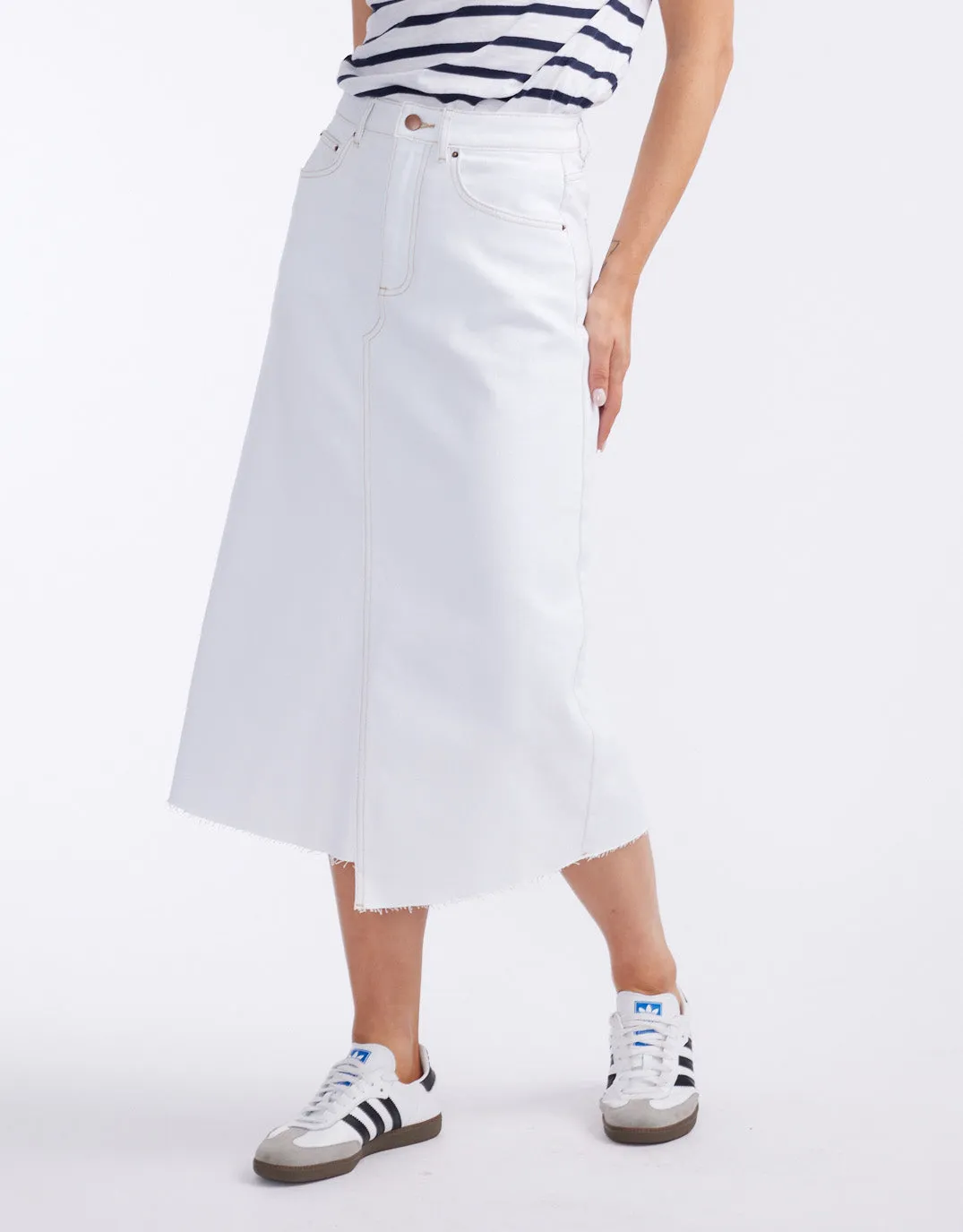 Elka Denim Skirt - White sold by White & Co