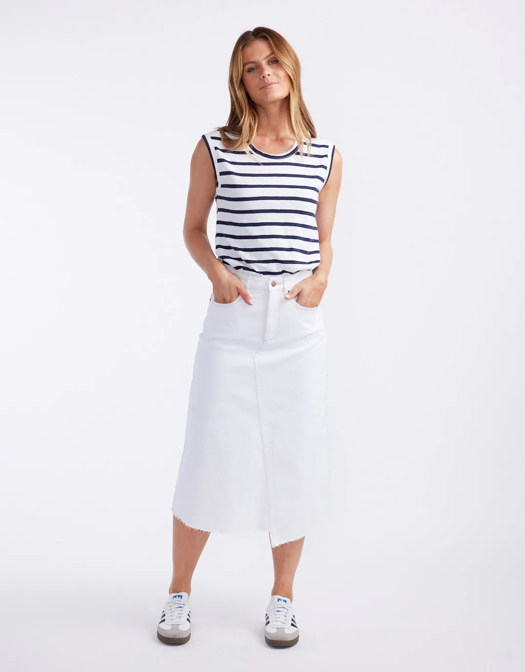 Elka Denim Skirt - White sold by White & Co product image thumbnail 5
