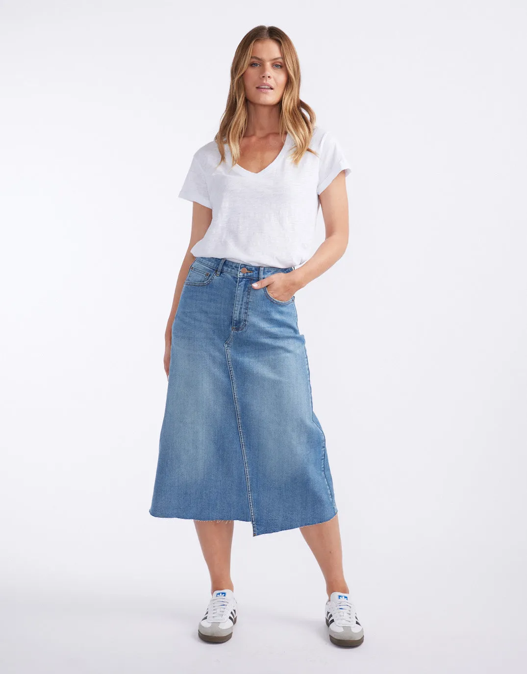 Elka Denim Skirt - Mid Wash sold by White & Co product image thumbnail 5