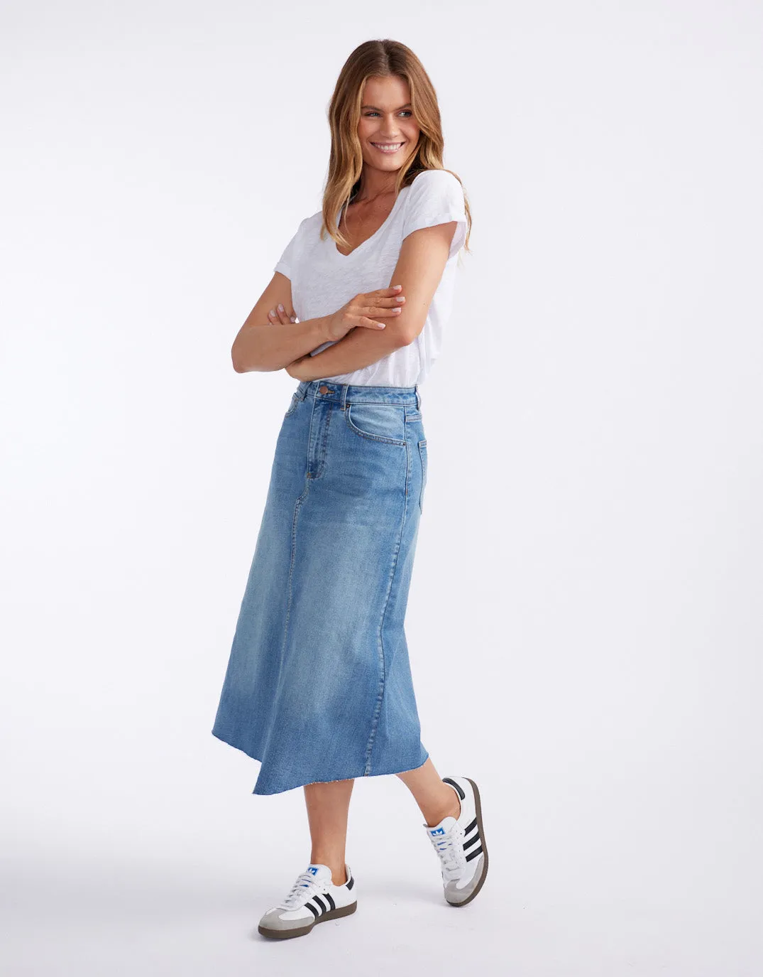 Elka Denim Skirt - Mid Wash sold by White & Co product image thumbnail 3
