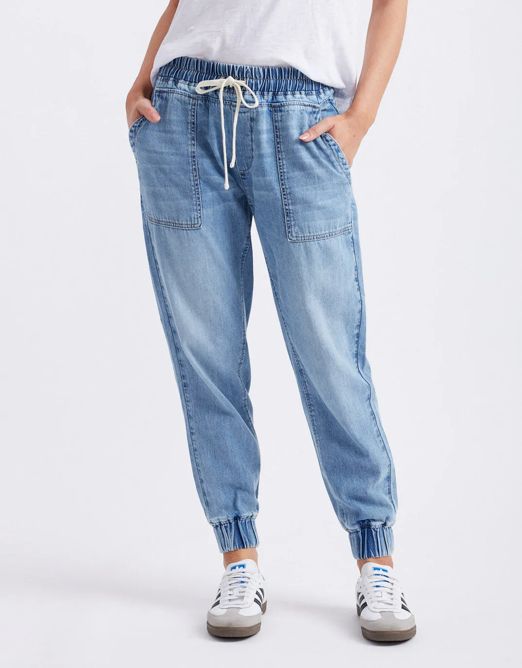 Weekend Utility Pants - Mid Wash sold by White & Co