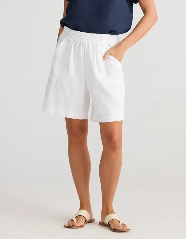 Captain Linen Shorts - White sold by White & Co