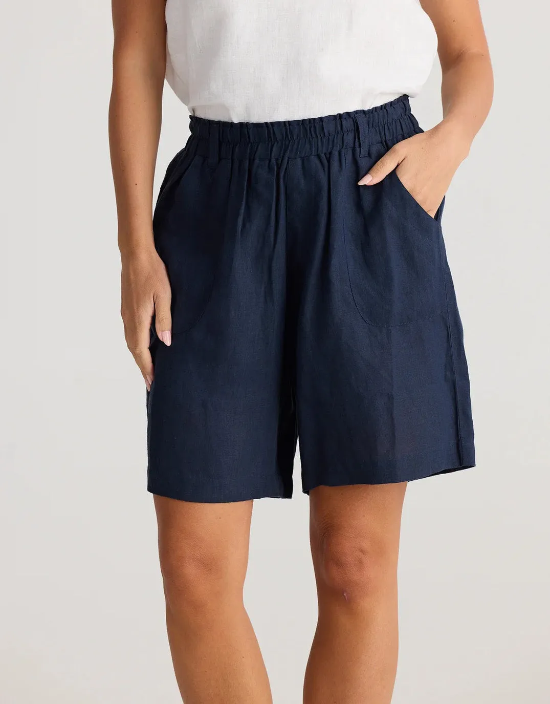 Captain Linen Shorts - Navy sold by White & Co product image thumbnail 3
