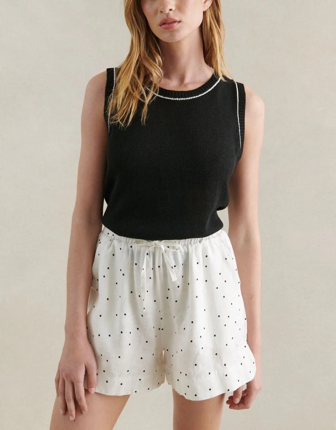 Contrast Stitch Tank - Black sold by White & Co