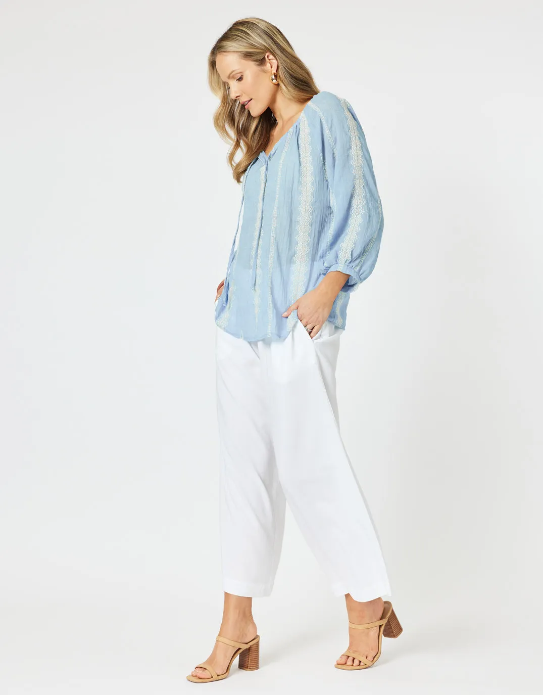Sorrento Embellished Top - Blue sold by White & Co product image thumbnail 4