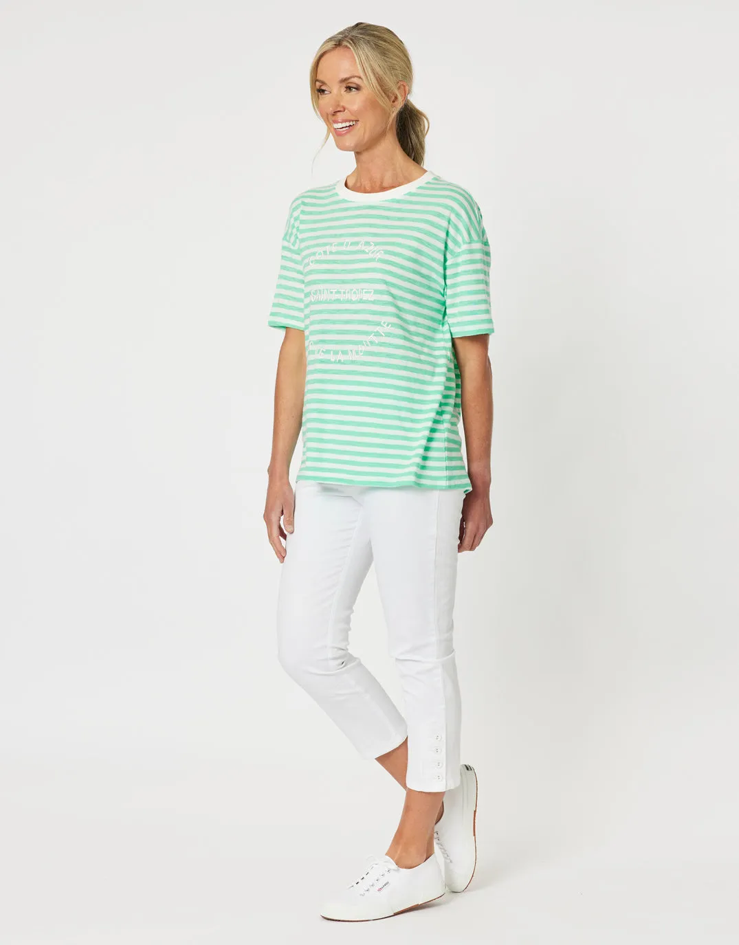 Saint Tropez Stripe Tee - Mint sold by White & Co product image thumbnail 4