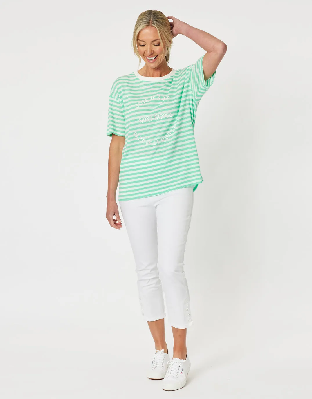 Saint Tropez Stripe Tee - Mint sold by White & Co product image thumbnail 2