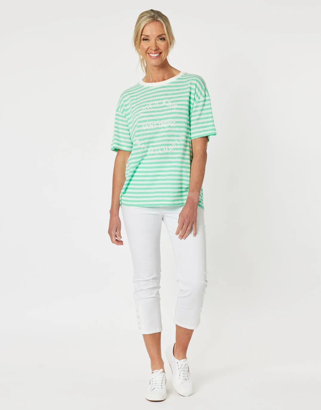 Saint Tropez Stripe Tee - Mint sold by White & Co product image thumbnail 3