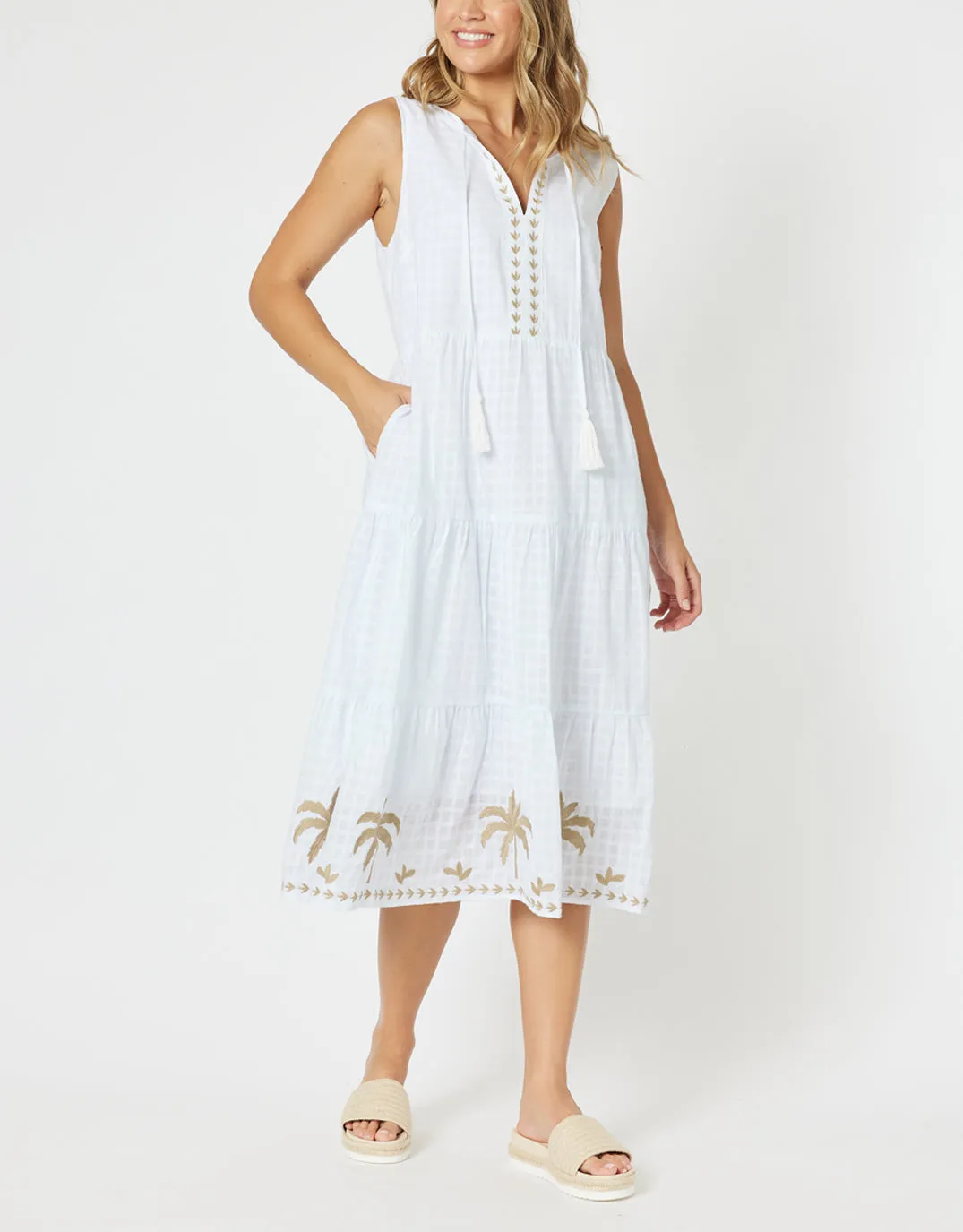 Oasis Midi Dress - White sold by White & Co