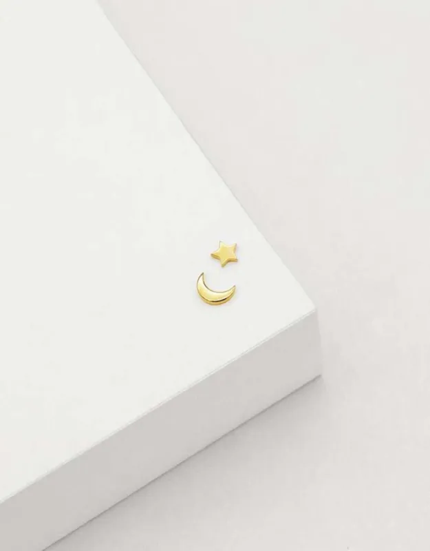 Star & Moon Stud Earrings - Gold Plated sold by White & Co