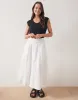 Dakota Linen Midi Skirt - White sold by White & Co