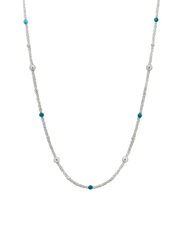 Rosa Necklace - Silver Turquoise sold by White & Co