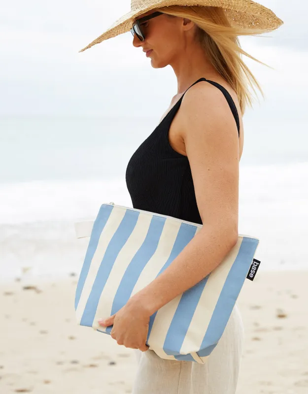 Large Stash Base Pouch - Powder Blue Stripe sold by White & Co