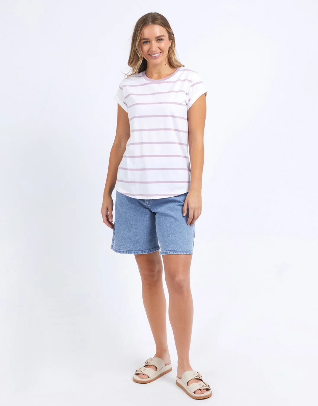 Manly Stripe Tee - White/Orchid Stripe sold by White & Co product image thumbnail 2